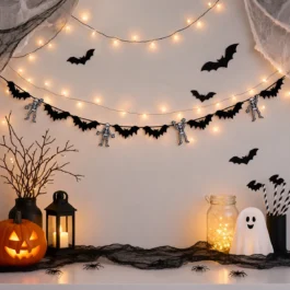 Halloweeni bänner nahkhiirte ja luukeredega meeleolu pilt