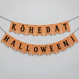 halloweeni-bänner-kõhedat-halloweeni Halloweeni bänner Kõhedat Halloweeni karamelloranžide lippude ja mustade tähtedega